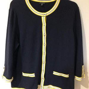 Navy Cardigan with trim. Talbots size XL petite